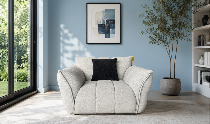 Klaussner Fabriano Polyester Curved Chair with Square Arms-Jennifer Furniture