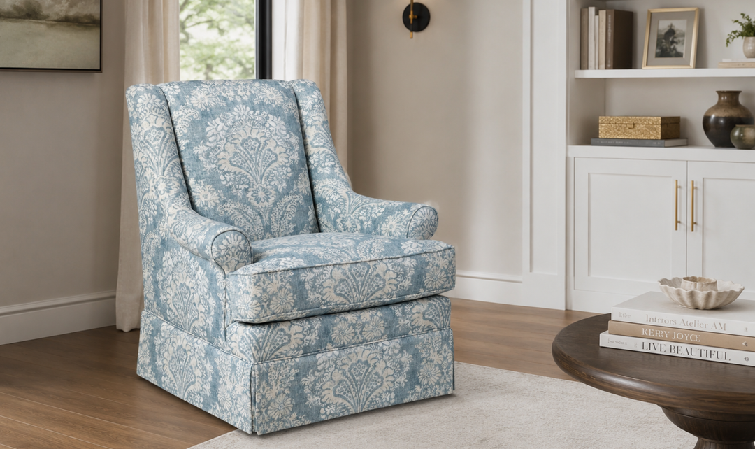 Klaussner Fairview Fabric Accent Chair with Swivel Glider Function - Jennifer Furniture