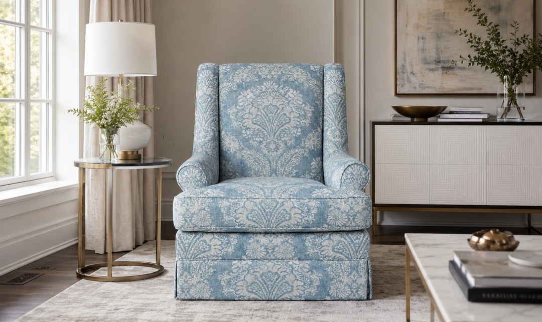 Klaussner Fairview Fabric Accent Chair with Swivel Glider Function - Jennifer Furniture