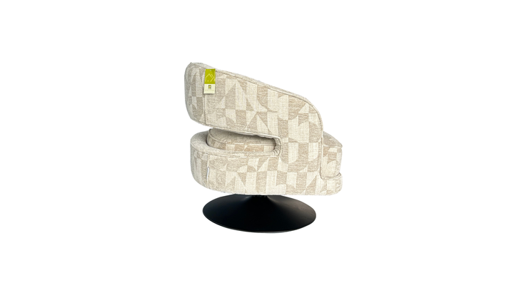 Klaussner Fallon Geometric Fabric Swivel Barrel Chair-Jennifer Furniture