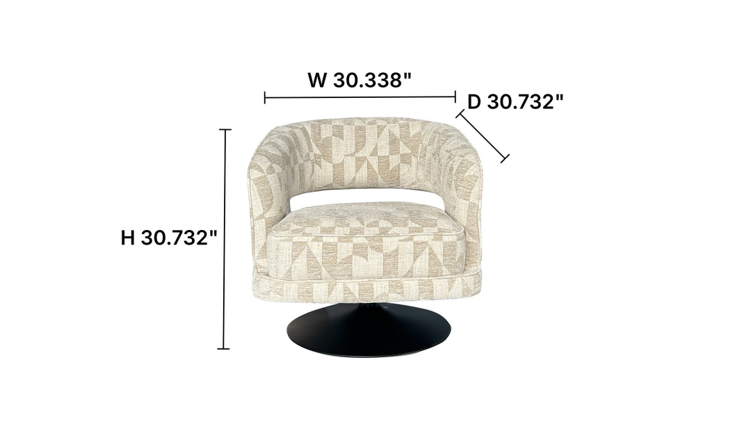 Klaussner Fallon Geometric Fabric Swivel Barrel Chair