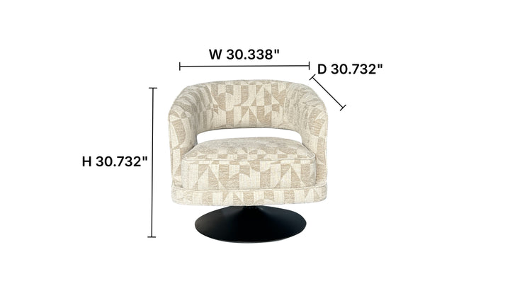 Klaussner Fallon Geometric Fabric Swivel Barrel Chair