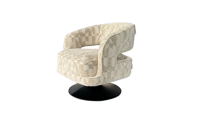 Klaussner Fallon Geometric Fabric Swivel Barrel Chair
