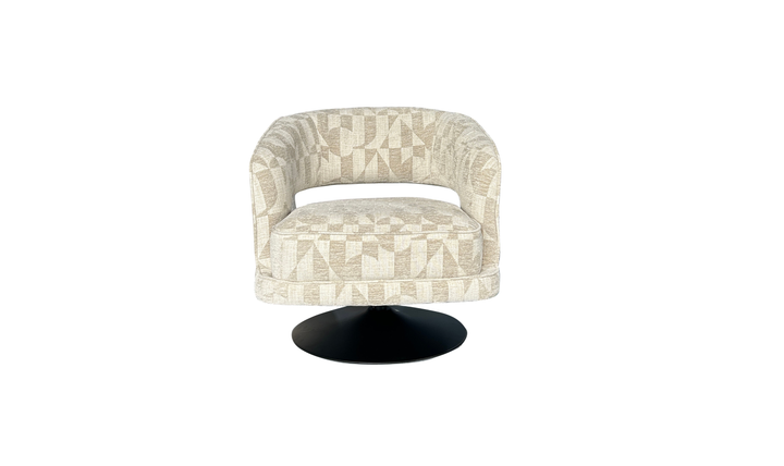 Klaussner Fallon Geometric Fabric Swivel Barrel Chair