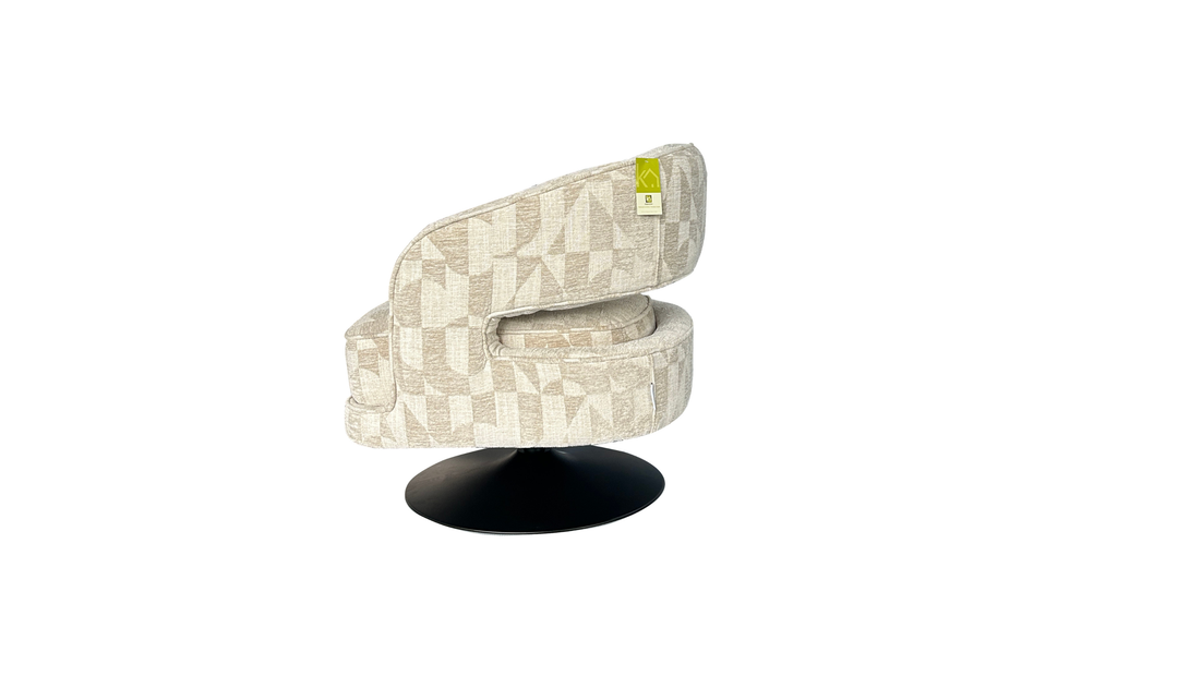 Klaussner Fallon Geometric Fabric Swivel Barrel Chair-Jennifer Furniture