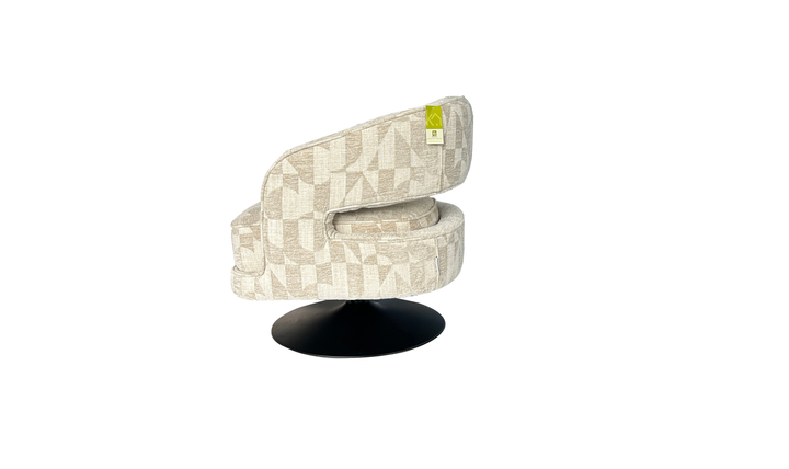Klaussner Fallon Geometric Fabric Swivel Barrel Chair-Jennifer Furniture