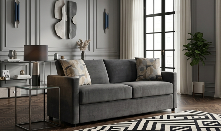 Klaussner Godwin Fabric Loveseat with Track Arms-Jennifer Furniture