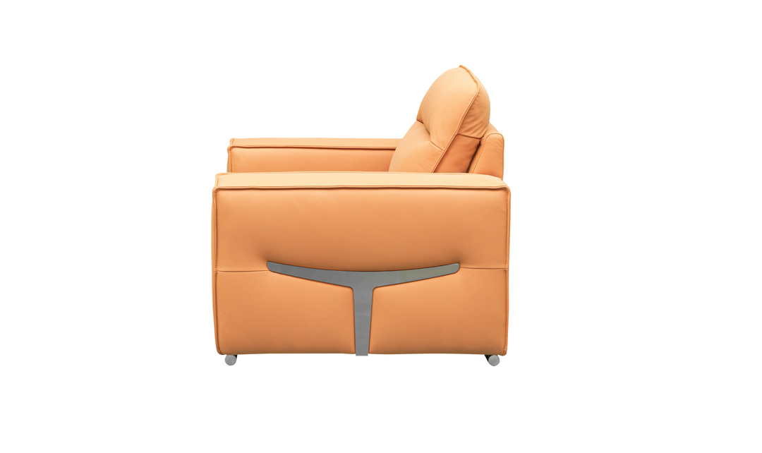 Klaussner Grazia Orange Leather Chair with Track Arms-Jennifer Furniture