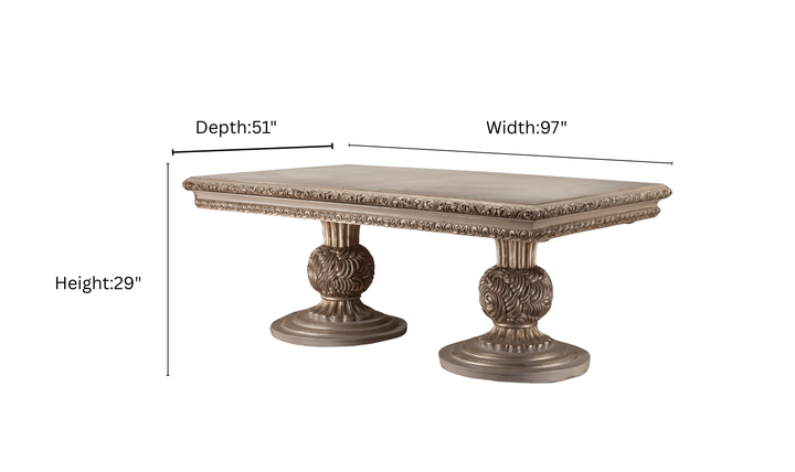 Klaussner Anna Classic Double-Pedestal Dining Table with Curved Design-Jennifer furniture