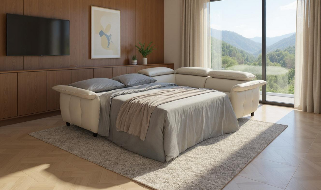 Klaussner Italia Morandi Leather Sectional Sleeper Sofa-jennifer furniture