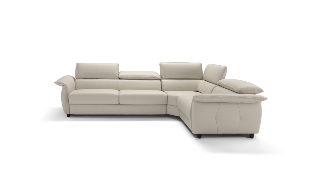 Klaussner Italia Morenza L-Shape Leather Recliner Sleeper Sectional  Sofa With Adjustable Headrest