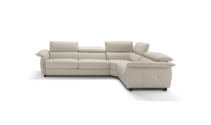 Klaussner Italia Morenza L-Shape Leather Recliner Sleeper Sectional  Sofa With Adjustable Headrest
