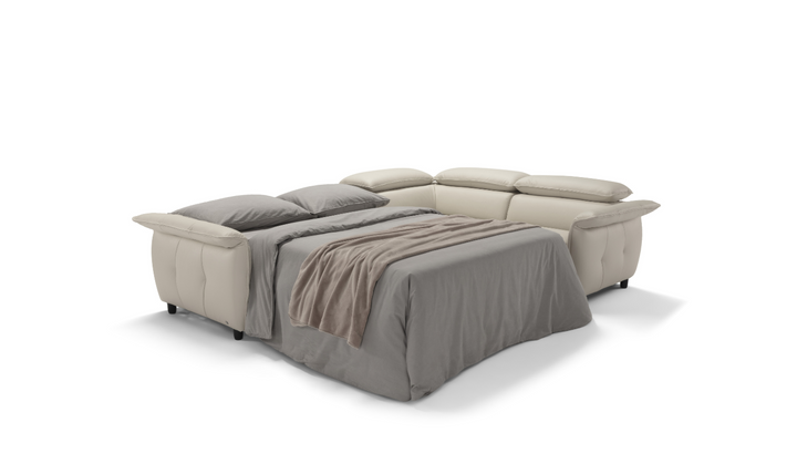 Klaussner Italia Morenza L-Shape Leather Recliner Sleeper Sectional  Sofa With Adjustable Headrest