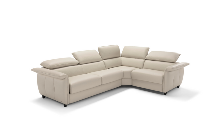 Klaussner Italia Morenza L-Shape Leather Recliner Sleeper Sectional  Sofa With Adjustable Headrest