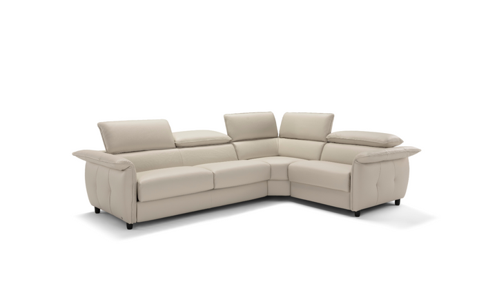 Klaussner Italia Morenza L-Shape Leather Recliner Sleeper Sectional  Sofa With Adjustable Headrest