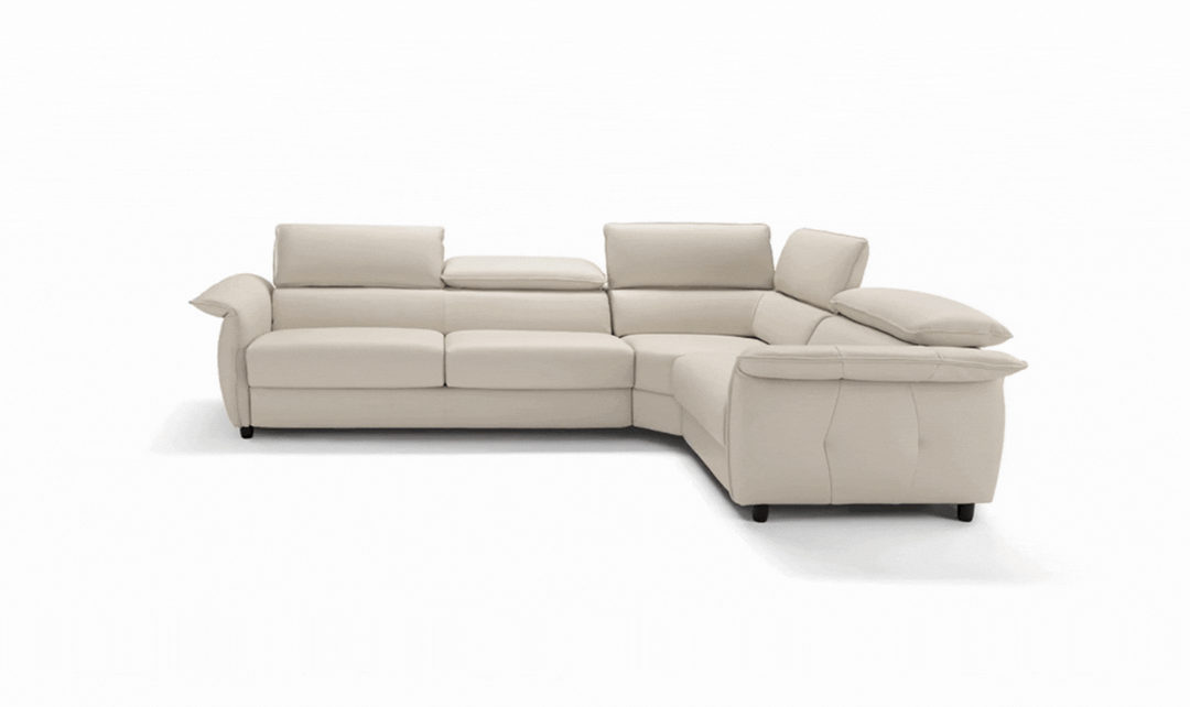 Klaussner Italia Morenza L-Shape Leather Recliner Sleeper Sectional  Sofa With Adjustable Headrest-Jennifer furniture