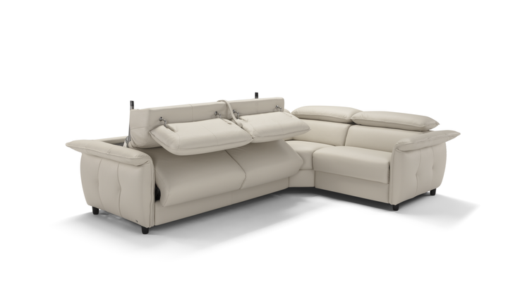 Klaussner Italia Morenza L-Shape Leather Recliner Sleeper Sectional  Sofa With Adjustable Headrest-Jennifer furniture