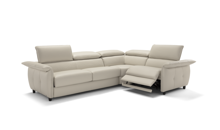 Klaussner Italia Morenza L-Shape Leather Recliner Sleeper Sectional  Sofa With Adjustable Headrest-Jennifer furniture