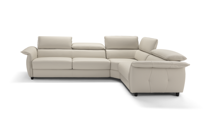 Klaussner Italia Morenza L-Shape Leather Recliner Sleeper Sectional  Sofa With Adjustable Headrest-Jennifer furniture