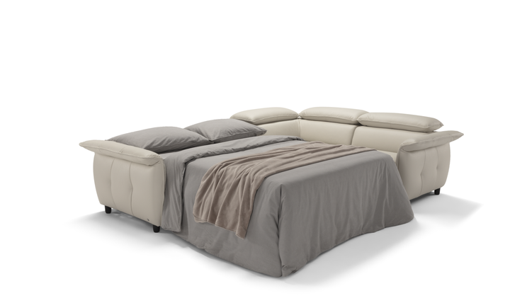 Klaussner Italia Morenza L-Shape Leather Recliner Sleeper Sectional  Sofa With Adjustable Headrest-Jennifer furniture