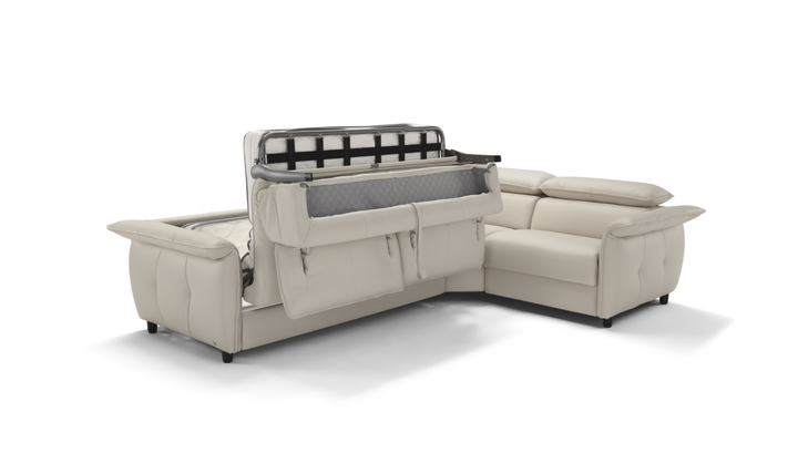 Klaussner Italia Morenza L-Shape Leather Recliner Sleeper Sectional  Sofa With Adjustable Headrest-Jennifer furniture
