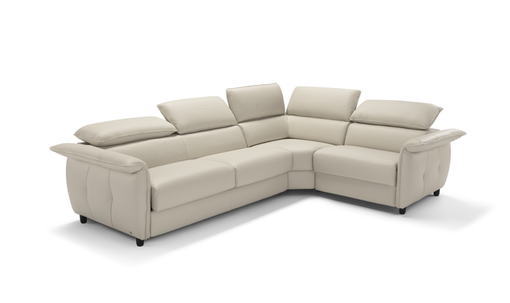 Klaussner Italia Morenza L-Shape Leather Recliner Sleeper Sectional  Sofa With Adjustable Headrest-Jennifer furniture