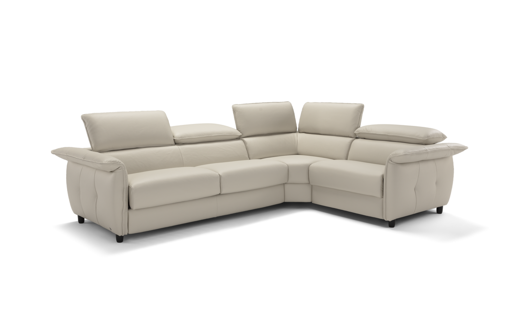 Klaussner Italia Morenza L-Shape Leather Recliner Sleeper Sectional  Sofa With Adjustable Headrest-Jennifer furniture