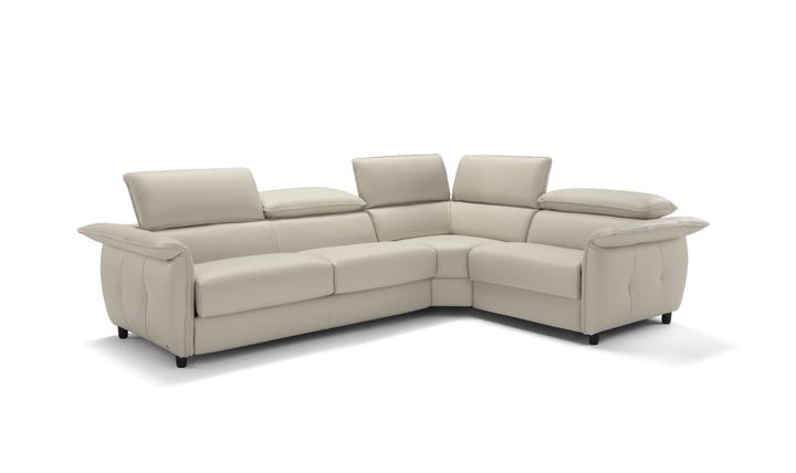 Klaussner Italia Morenza L-Shape Leather Recliner Sleeper Sectional  Sofa With Adjustable Headrest-Jennifer furniture