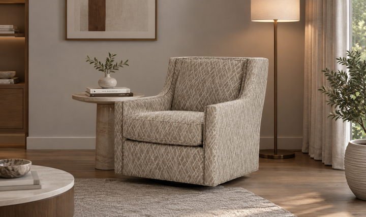 Klaussner James Upholstery Swivel Chair With Nails