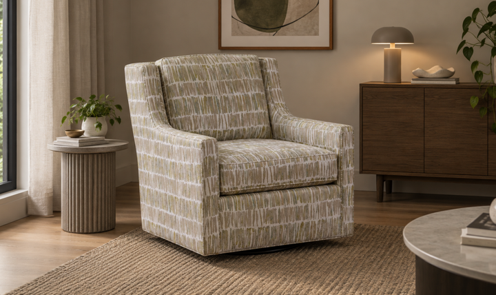 Klaussner James Upholstery Swivel Chair Without Nails- Jennifer Furniture