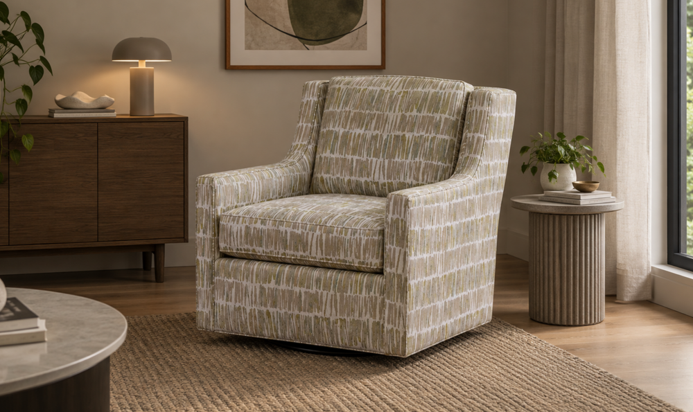 Klaussner James Upholstery Swivel Chair Without Nails- Jennifer Furniture