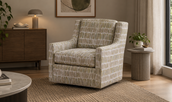 Klaussner James Upholstery Swivel Chair Without Nails- Jennifer Furniture
