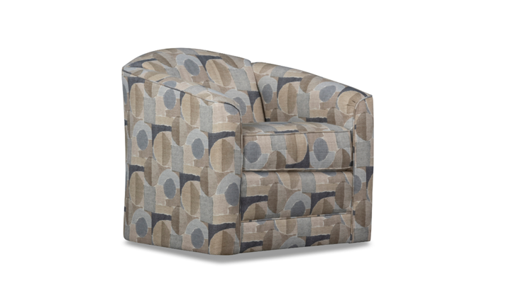 Klaussner Jasper Fabric Swivel Chair with Tight Back Design-Jennifer Furniture