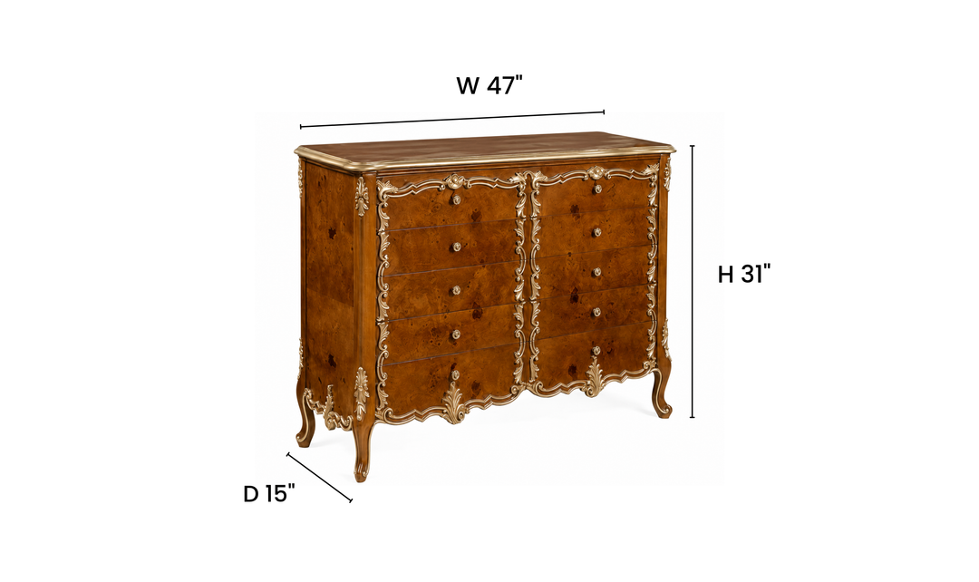 Klaussner Juliet Traditional Luxury Wood Dresser with Ornate Carved Details-jennifer furniture