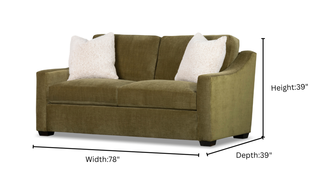 Klaussner Karson Fabric Sofa with Slope Arms in Olive Green-Jennifer Furniture