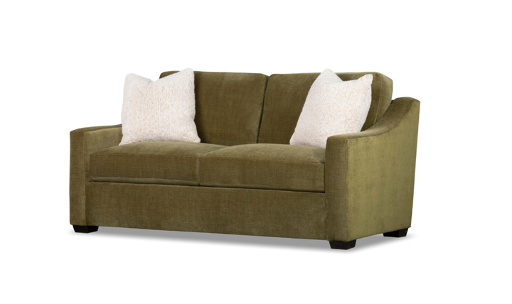 Klaussner Karson Fabric Sofa with Slope Arms in Olive Green-Jennifer Furniture