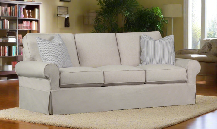 Klaussner Kate Slipcover with Throw Pillow in Beige