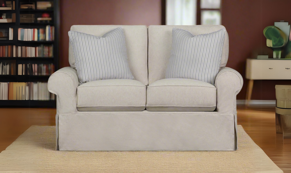 Klaussner Kate Slipcover with Throw Pillow in Beige