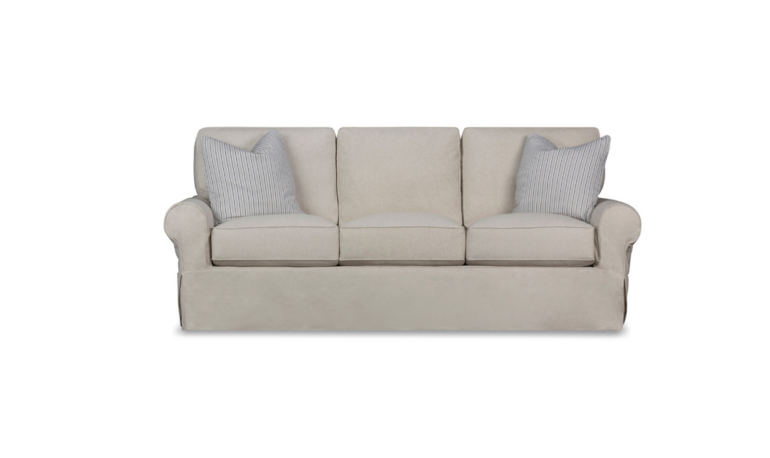 Klaussner Kate Slipcover with Throw Pillow in Beige