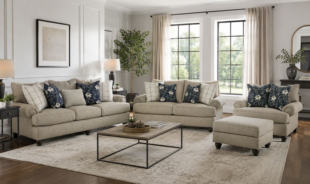 Klaussner Kensington Fabric Transitional Living Room Set - Jennifer Furniture