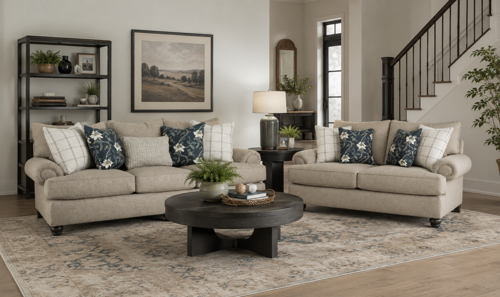 Klaussner Kensington Fabric Transitional Living Room Set - Jennifer Furniture