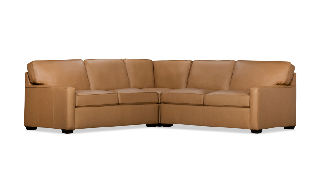 Klaussner Keyport L- Shaped Leather Sectional Sofa in Brown