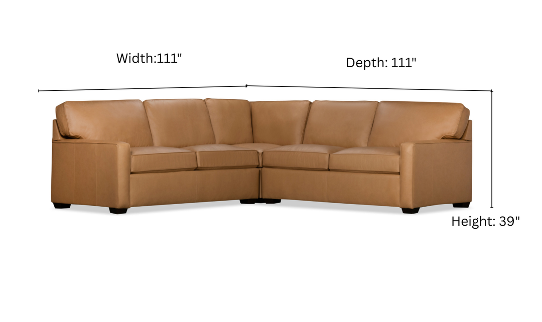 Klaussner Keyport L- Shaped Leather Sectional Sofa in Brown