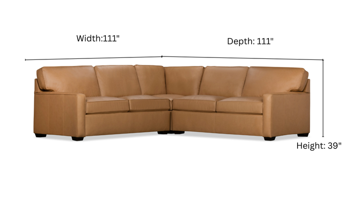 Klaussner Keyport L- Shaped Leather Sectional Sofa in Brown