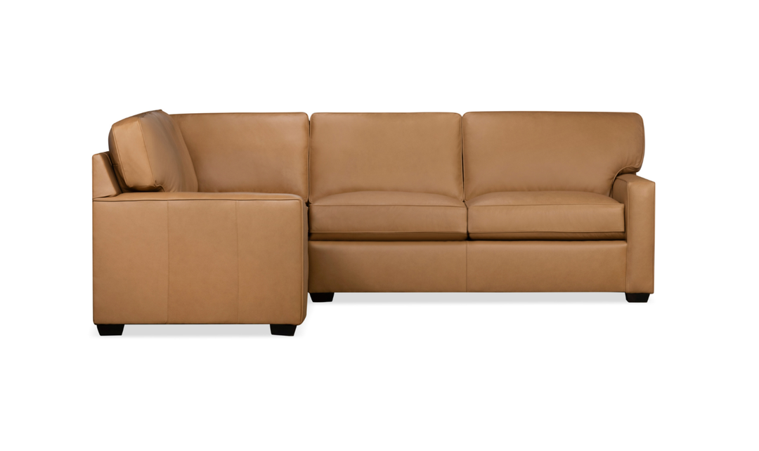 Klaussner Keyport L- Shaped Leather Sectional Sofa in Brown