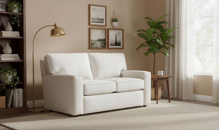 Klaussner Leigh 2 Seater Fabric Loveseat with Track Arms in Light Gray-Jennifer Furniture