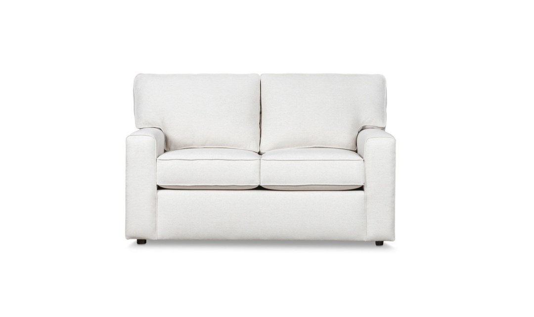 Klaussner Leigh 2 Seater Fabric Loveseat with Track Arms in Light Gray