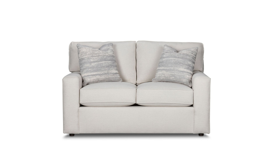 Klaussner Leigh 2 Seater Fabric Loveseat with Track Arms in Light Gray-Jennifer Furniture