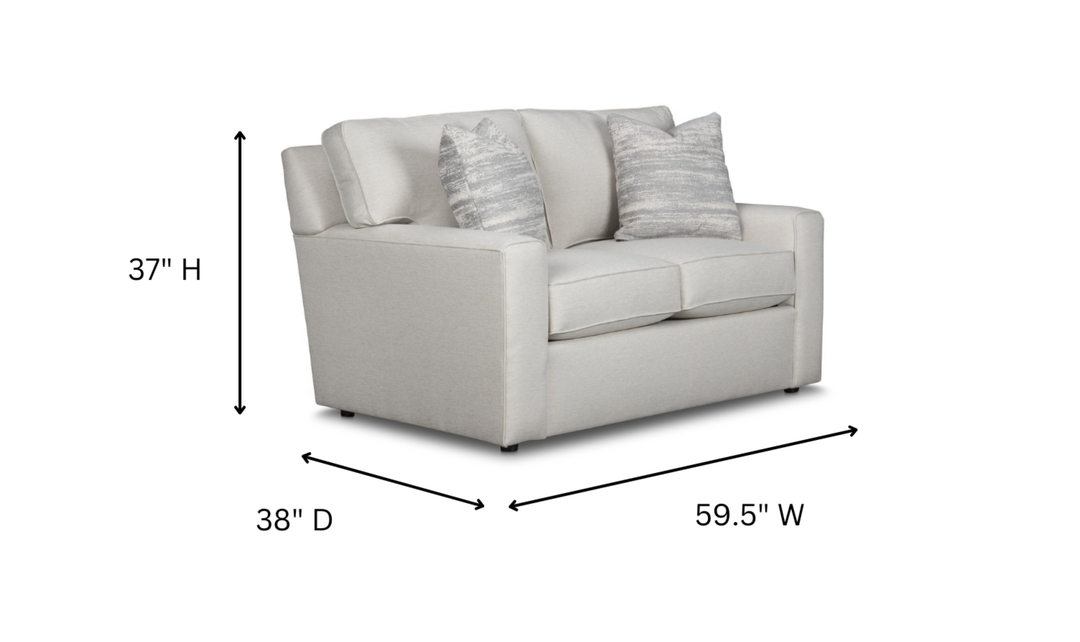 Klaussner Leigh 2 Seater Fabric Loveseat with Track Arms in Light Gray-Jennifer Furniture