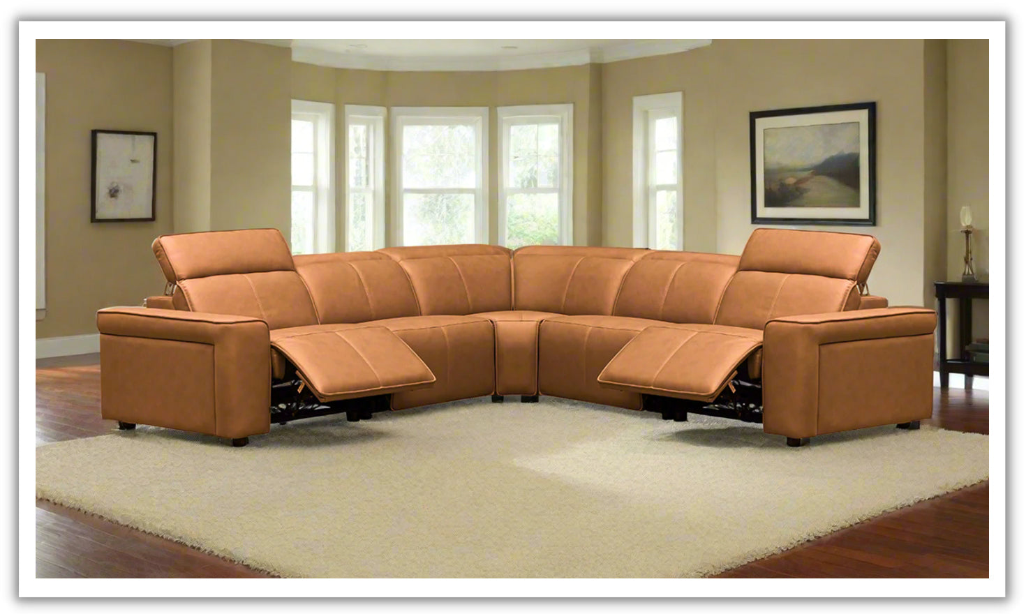 Klaussner Leonardo 6 Pieces Power Recliner Leather Sectional Sofa
